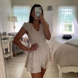cream button up romper